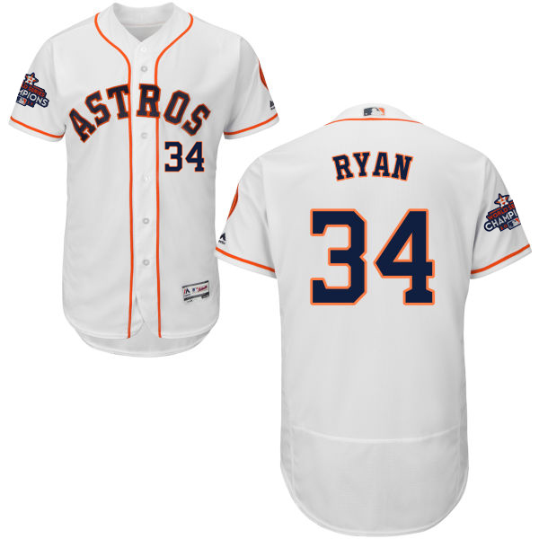 Astros #34 Nolan Ryan White Flexbase Authentic Collection World Series Champions Stitched MLB Jersey